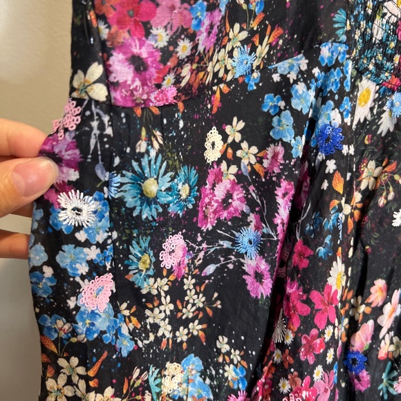 Anthropologie Floral Organdy Tiered Embellished Sequins Midi Dress 2x - Picture 13 of 13